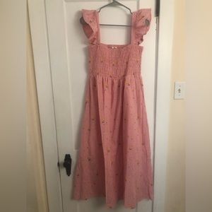 The Stock Place Pink Floral Eyelet Ruffle Dress Size L NWOT